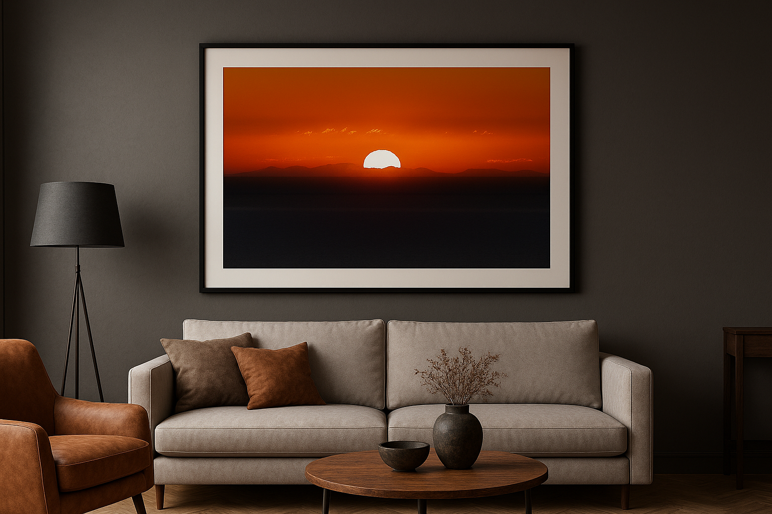 Tableau lever de soleil sur la Corse